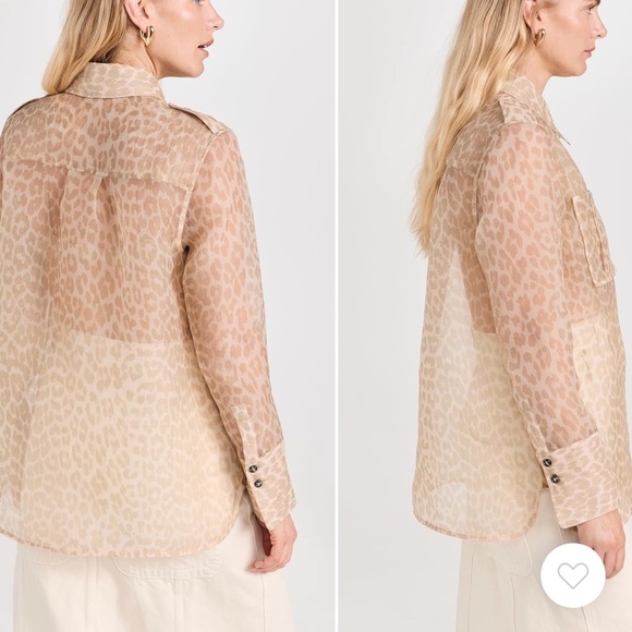 Ganni Sheer Leopard Print Blouse - Tan - Picture 2 of 2